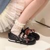 Mary Jane Black Women's Shoes New Summer Hollow Design Versatile Shallow Mouth Single Shoes Ballet Shoes