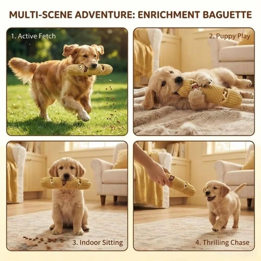 Baguette Squeaky Plush Toy Plush Treat Dispenser Toy Soft Dog Puzzle Toy For Small Medium Dogs