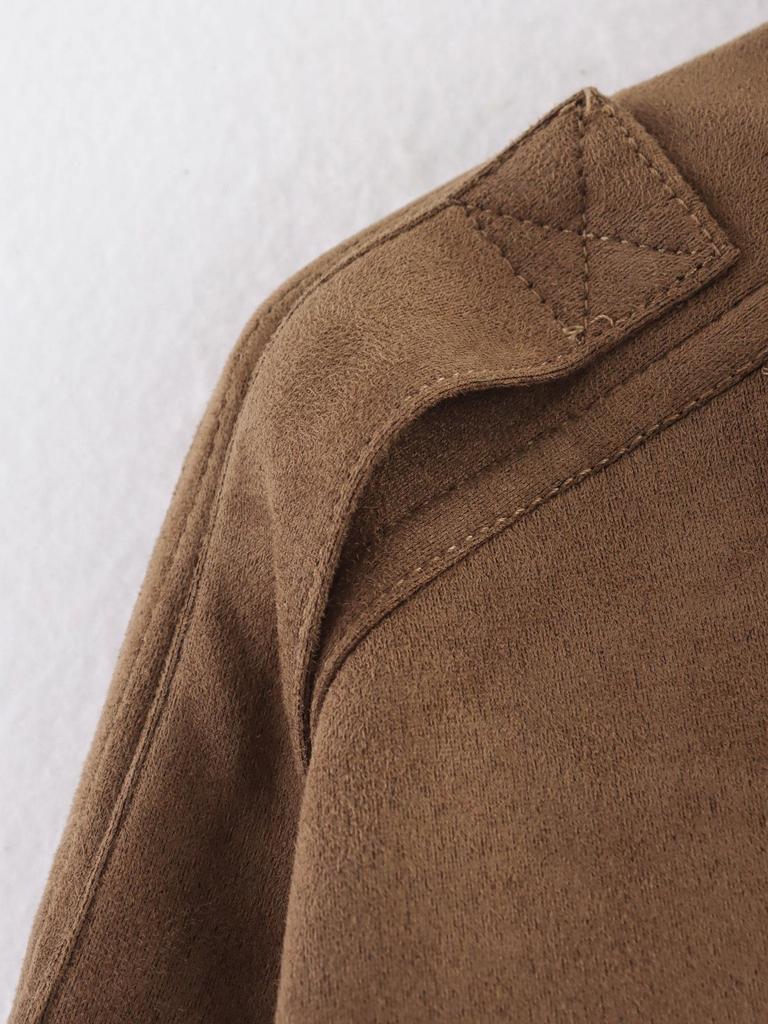 Damen 2025 Frühling/Herbst Wildleder-Bomberjacke - Lässig, lockere Passform, Oberbekleidung im euroamerikanischen Stil