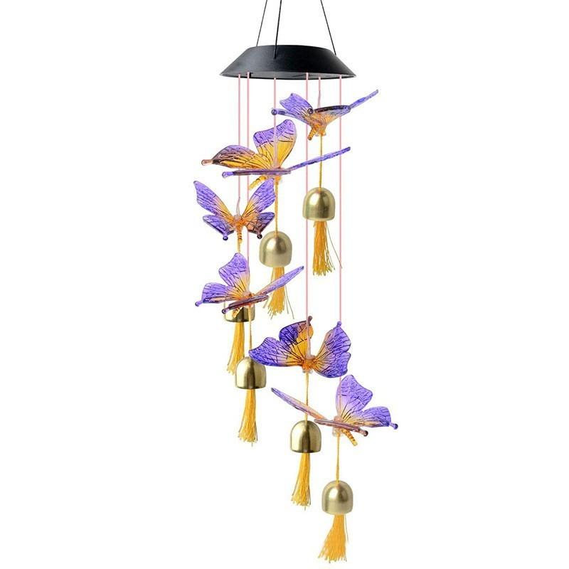 Solarbetriebene Schmetterlings-Windspiele, Haushalts-Hängeleuchten für Hof, Garten, Außendekoration