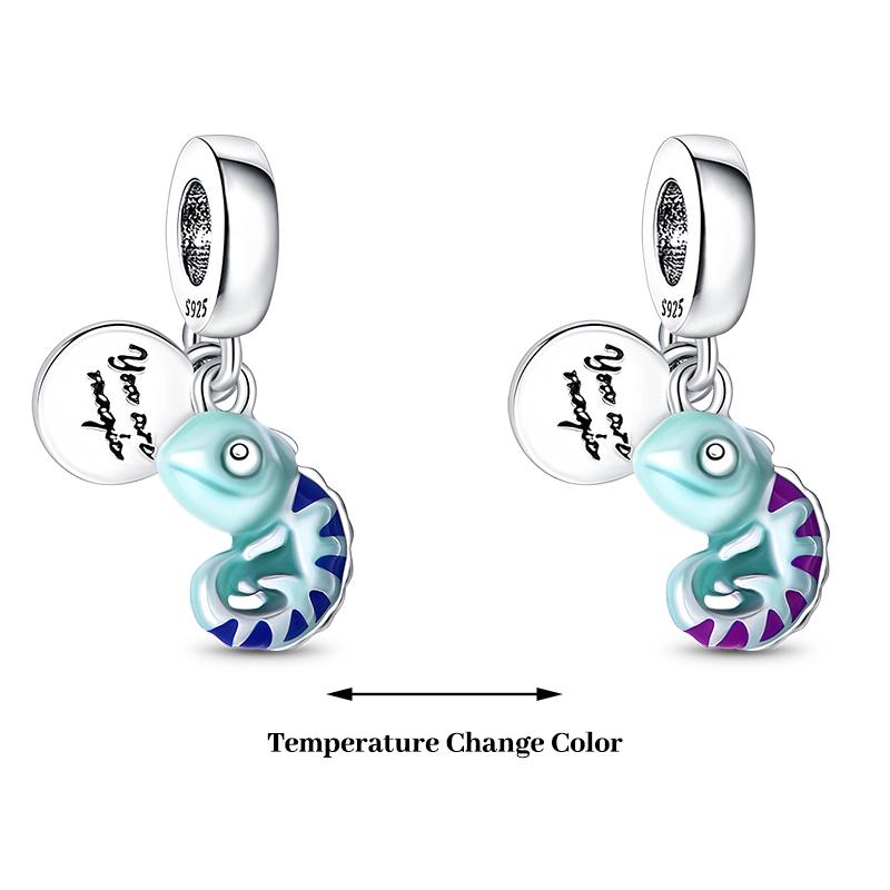 Koperen Plated Lichtgevende Kameleon Kleurveranderende Vlinder Insect Bedels Hanger Past op Pandachoriginal Armbanden Doe-het-zelf Sieraden