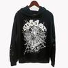 Felpa Sp5der Oversize Spessa in Pile con Stampa a Foglia Ragnatela Design Uomo Inverno Casual