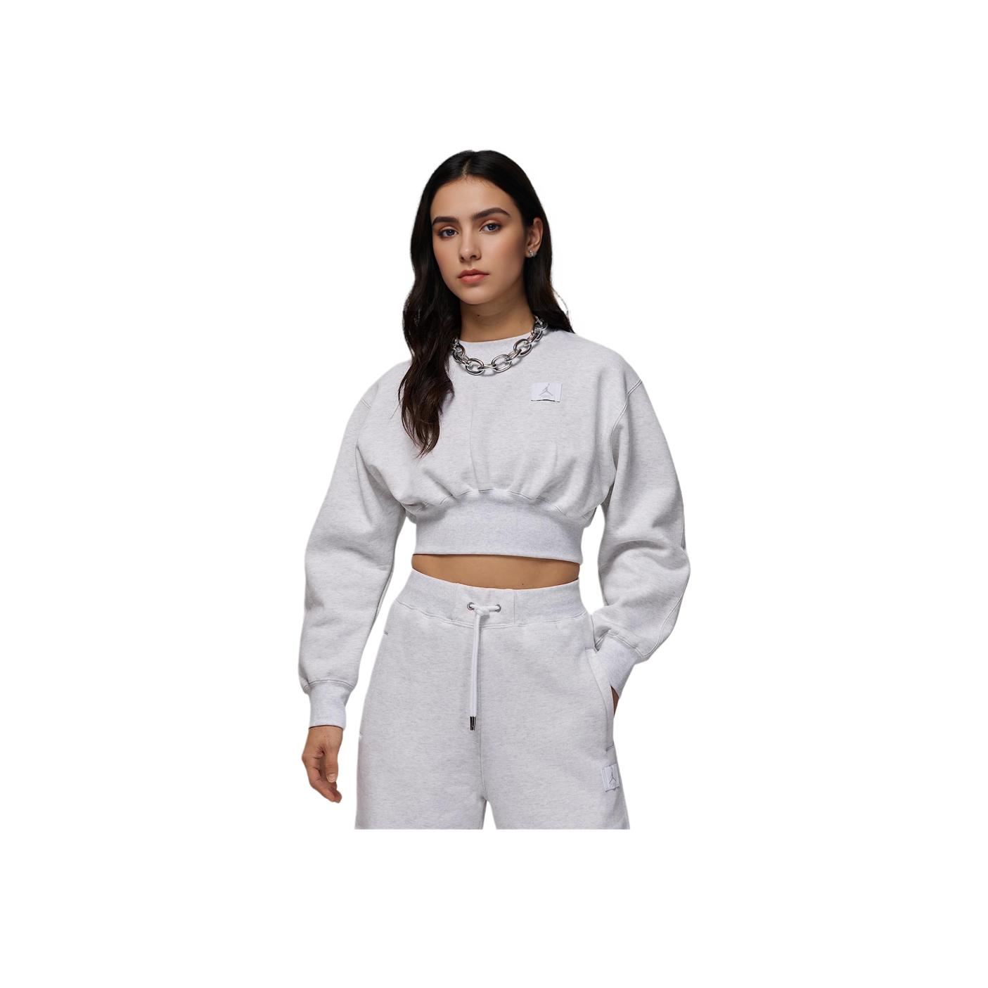Nike Logo Cropped Long Sleeve Sweatshirt Women tops Light-Gray FV7153-051 S