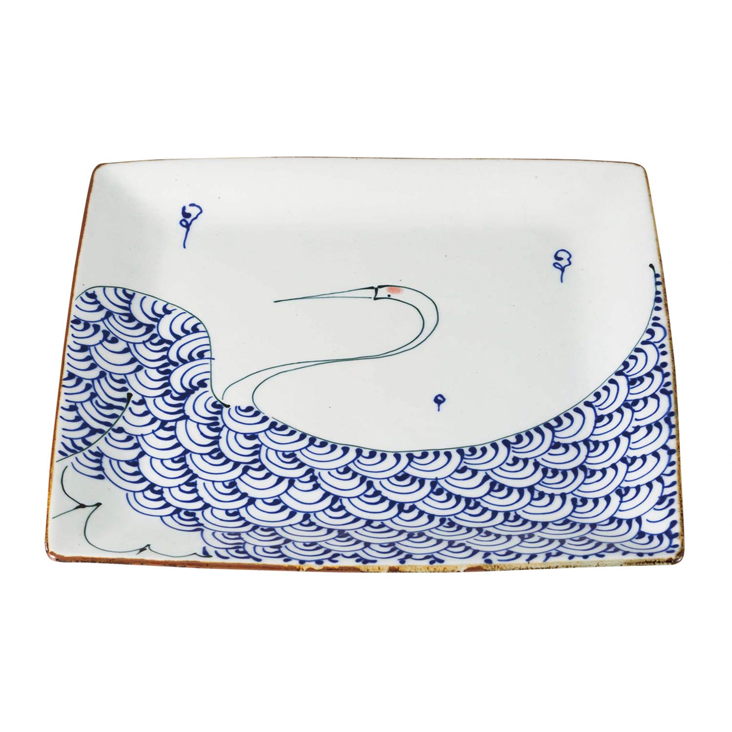 

Керамика Нисикай, посуда Хасами котохоги квадратная тарелка, большая, дизайн с журавлями, 19785