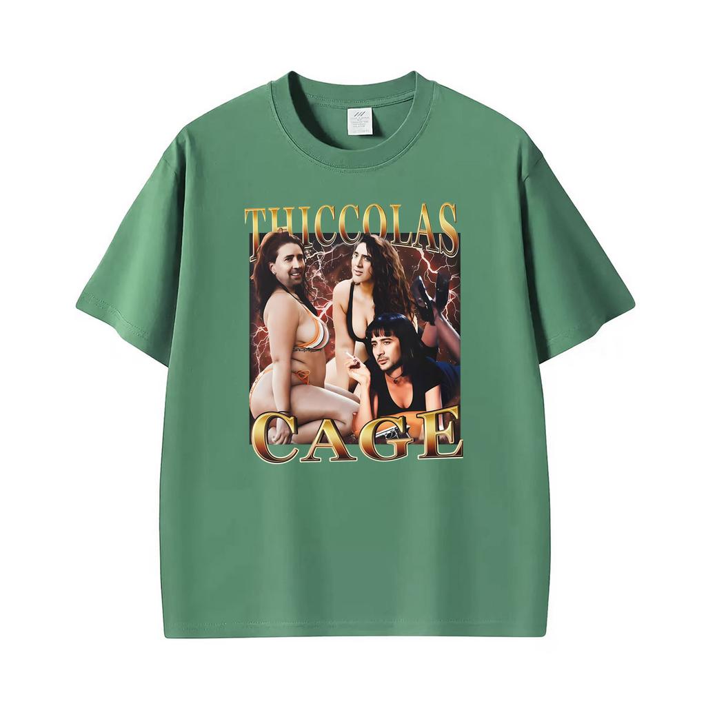 Vintage Thiccolas Cage Funny Meme Graphic T Shirt Unisex Unisex Harajuku Oversized Humor Tshirts Cotton Casual Short Sleeve Tshirt