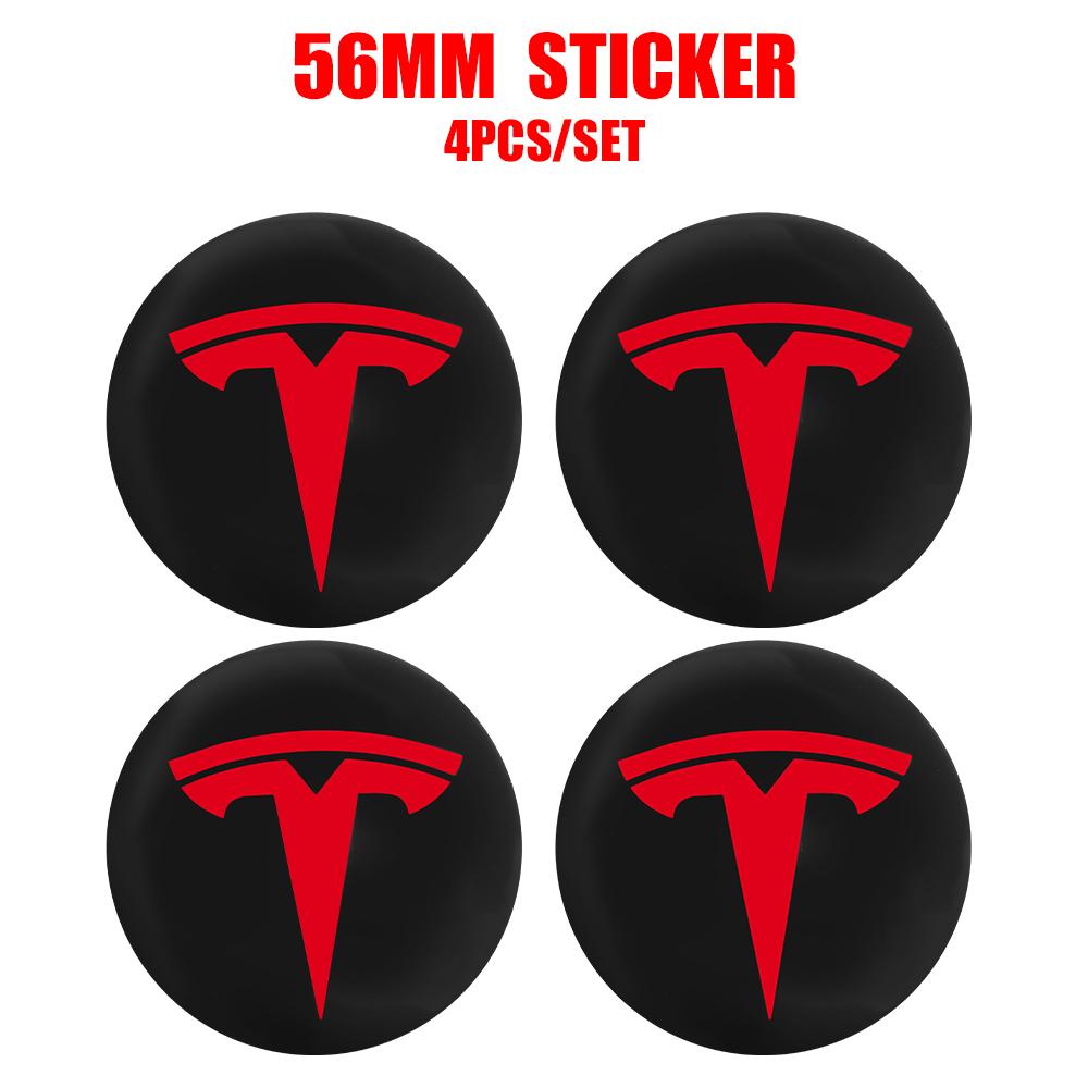 4pcs 56/60mm Car Wheel Center Cover Sticker Tire Hub Cap Badge Covers For Tesla Model 3 Model S Model X Model Y Coil Accessories