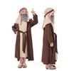 Kids Boys Arab Grandpa Middle Eastern Shepherd Elder Robe Dress Cloak Set Halloween Cosplay Costumes Kindergarten Performance Role Play Outfit