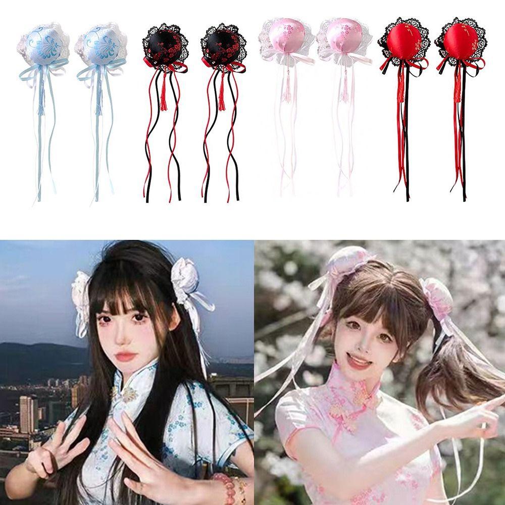 Cute Chinese Style Lolita Headdress Kawaii Handmade Hairclips Cosplay Traditional Cheongsam Hair Bag Girl