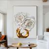White Rose Flower Golden Ink Splash Abstract Poster Nordic Art Plant Canvas Painting Modern Wall Picture for Living Room Decor