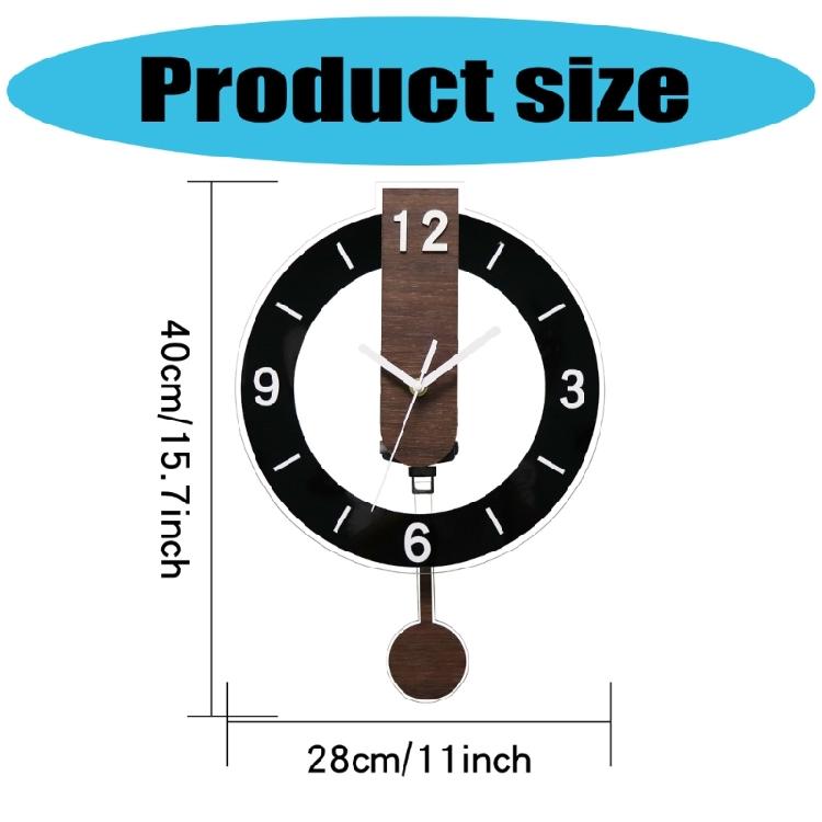 Acrylic Wall Clock with Pendulum Quiet Quartzs Arabic Numerals Hanging Swing Clock Living Room Decorative Use