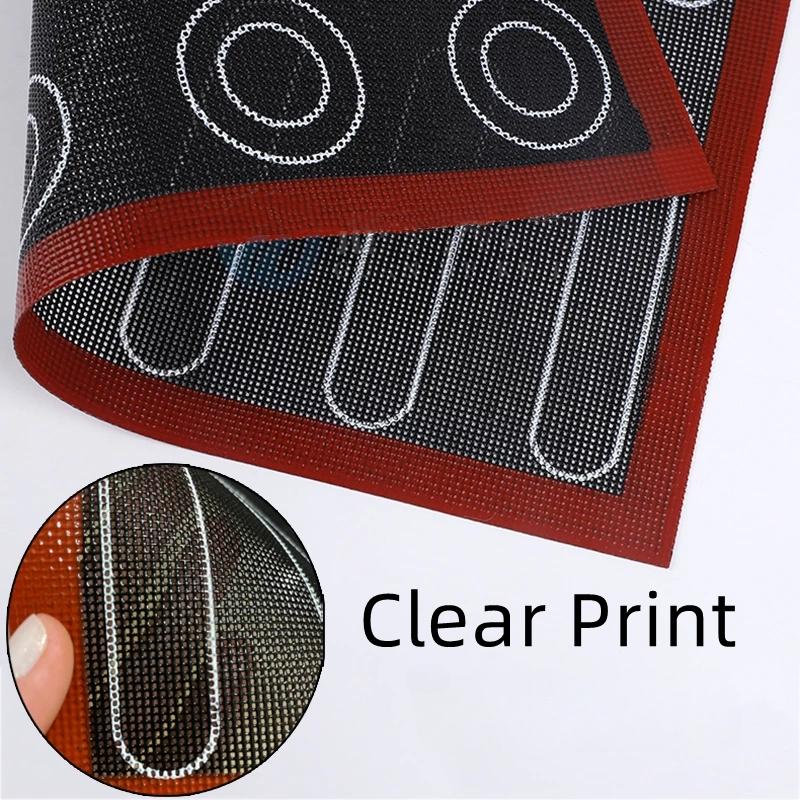 Thick Silicone 30x40cm Two Sided In One Printing Macaroon Puff Baking Mat Non Stick Pastry Oven Cake Perforated Sheet Liner Mat