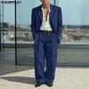 INCERUN 2PCS Men Thin Open Front Blazer Long Suit Pants Two Piece Suit Casual Outfits Sets