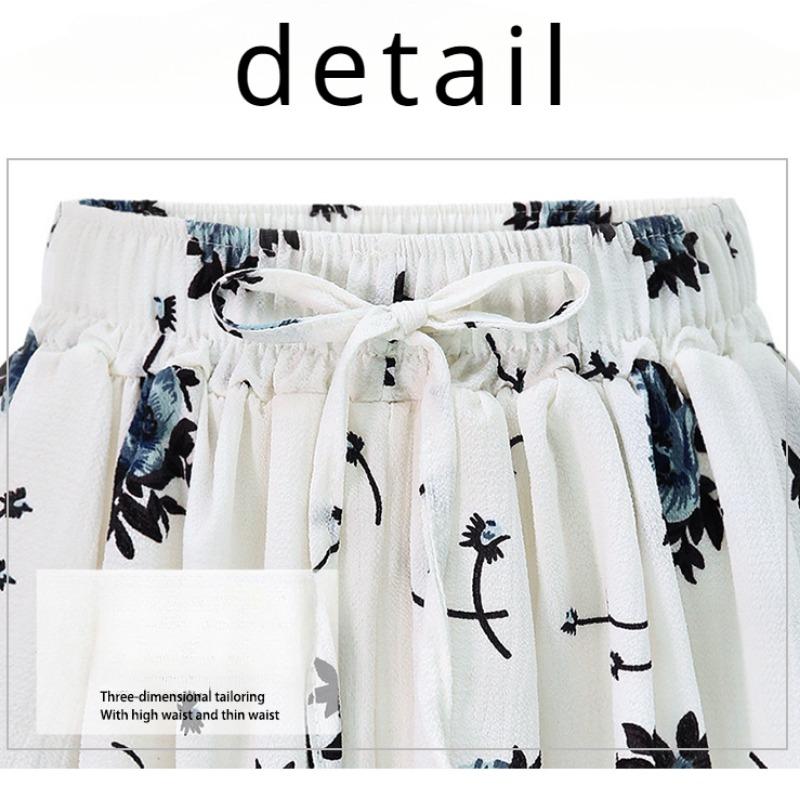 Dámske šortky s elastickým pásom A-Line Polka šortky Šortky s kvetinovou potlačou Elegantné šifónové šortky Voľné šortky Ležérne šortky s vysokým pásom Šortky so sťahovacou šnúrkou