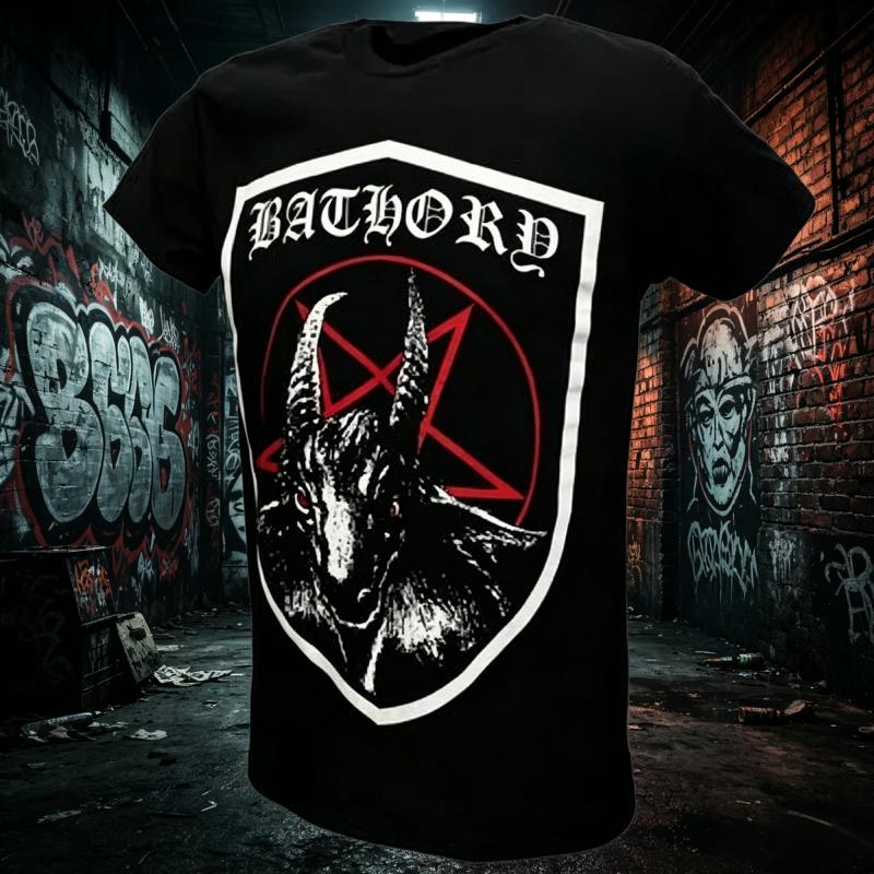 Black Metal Goat Pentagram Graphic Tshirt Gothic Punk Dark Streetwear Unisex Short Sleeve Vintage Extreme Rock Band Concert Tee