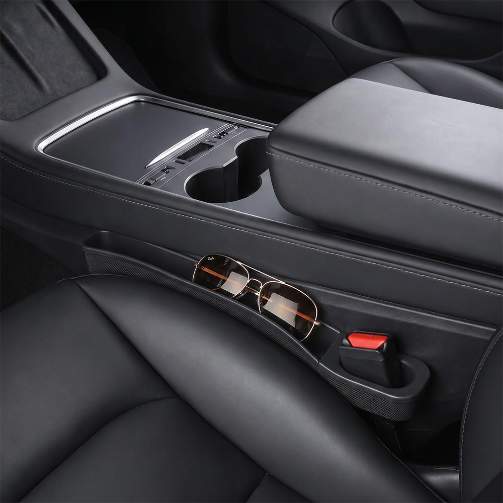 Car Seat Gap Filler Organizer TPE Side Seam Car Gap Filler Leakproof with Storage for Tesla Model 3 Highland Model Y Juniper