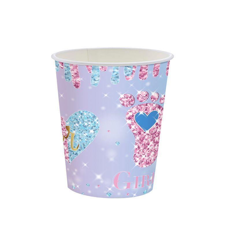 Набір для вечірки-визначення статі дитини (Хлопчик чи Дівчинка), Одноразові паперові тарілки та стаканчики, Скатертини з захистом від опіків, Оформлення тематичного простору