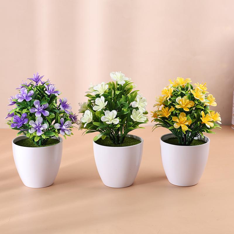 1pc Artificial Potted Plant Small Bonsai Flowers Pot Simulated Tree Ornaments Wedding Home Hotel Office Table Decor Fake Plants