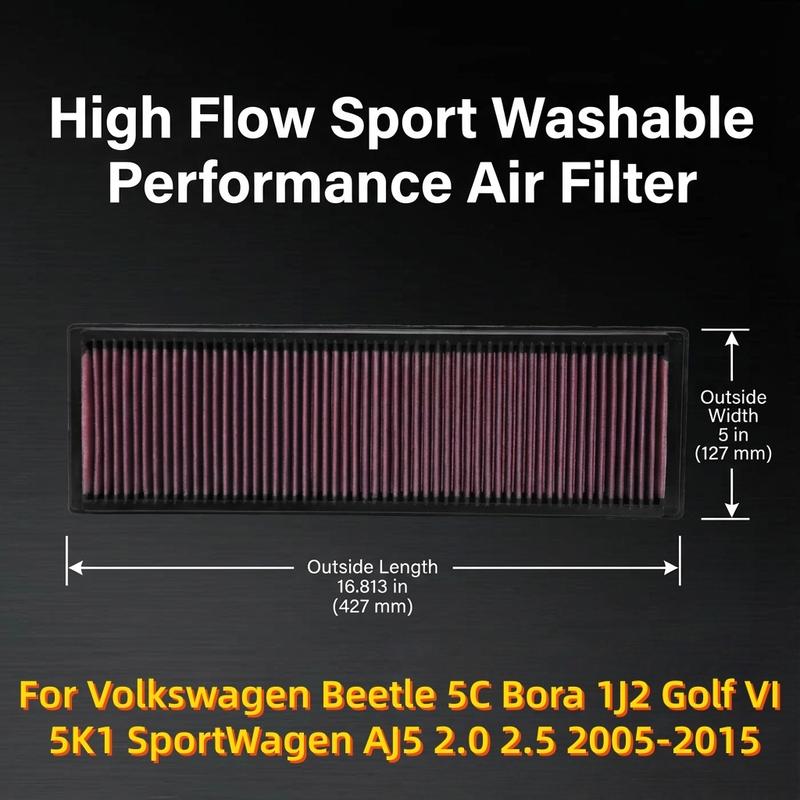

For Volkswagen Beetle 5C Bora 1J2 Golf VI 5K1 SportWagen AJ5 2.0 2.5 2005-2015 High Flow Sport Washable Performance Air Filter