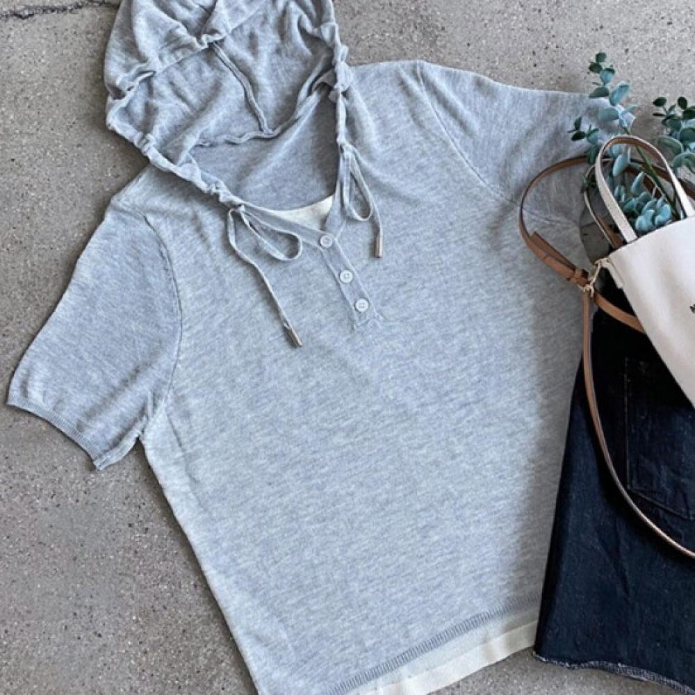 Shop Women S Layered ShorT Sleeve Hoodie KniT T ShirT Gray Jr Wkn 4531