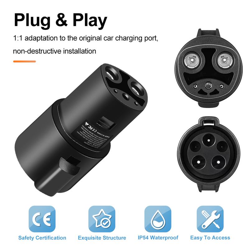 Car Charging Adapter Type1 J1772 To Tesla TS-NACS Socket For EV Electric Vehicle Model X Y 3 S Type 1 Charger 240V AC 80A IP54