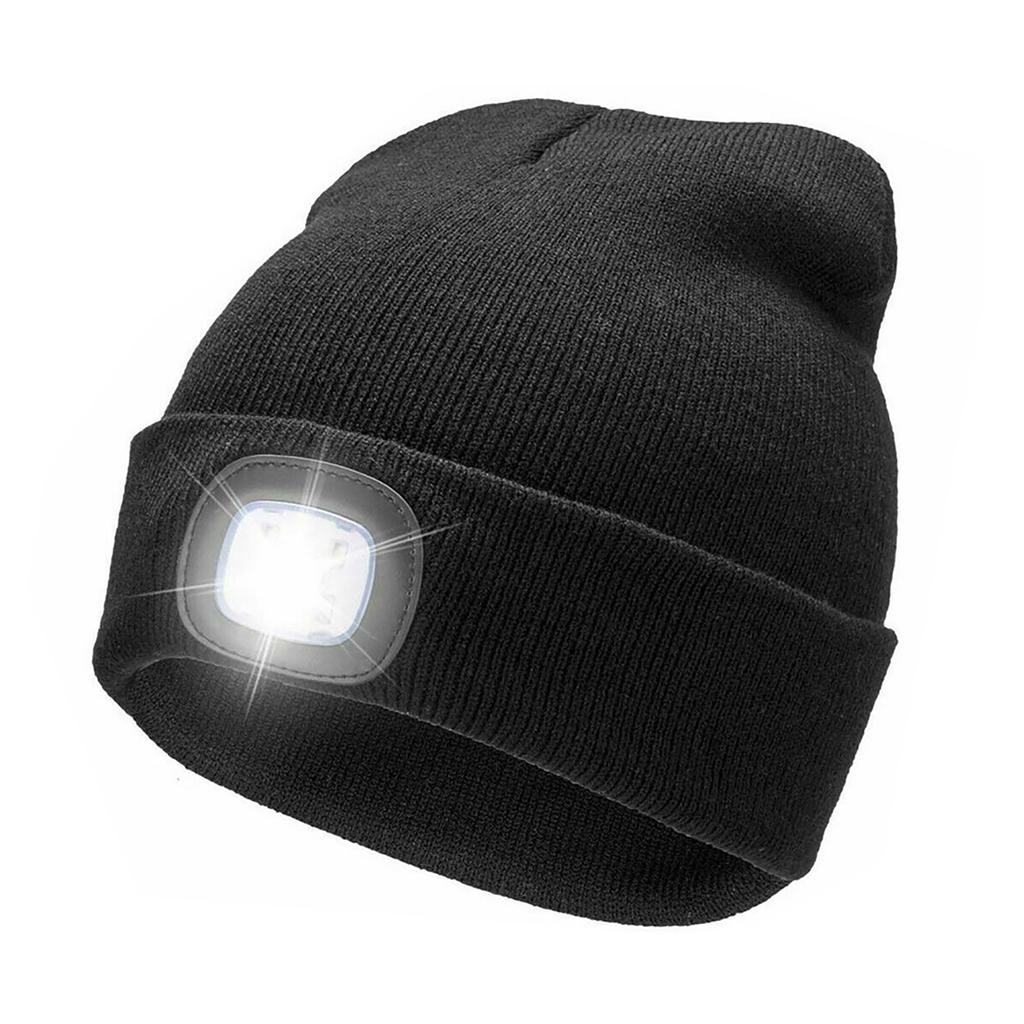 Unisex čepice LED baterka čepice Teplá pohodlná čepice LED z vlněné příze se světlem pro venkovní použití