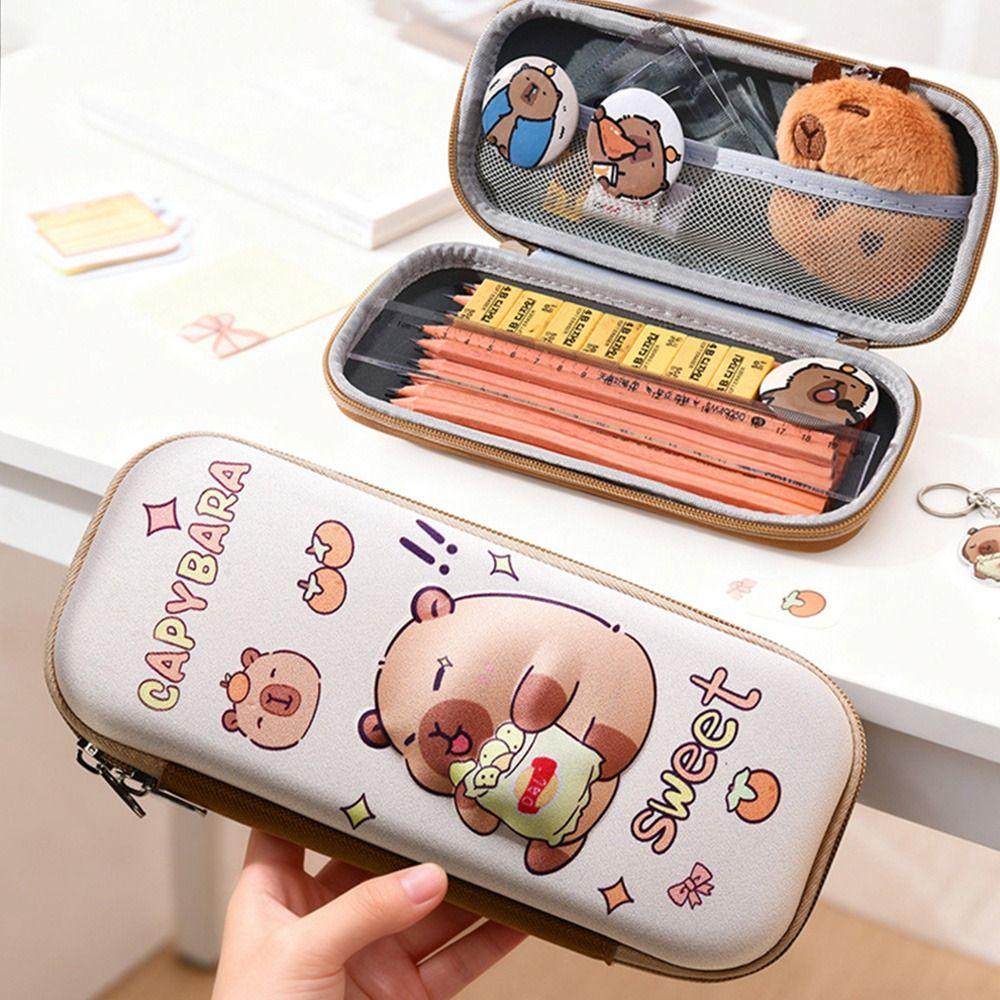 Multi-functional 3D Capybara Pencil Case Large Capacity Portable Pen Box Pen Bag Back To School