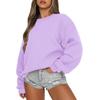Women's Fashion Plus Velvet Solid Color Round Neck Loose Long Sleeve Hoodie for Autumn/Winter
