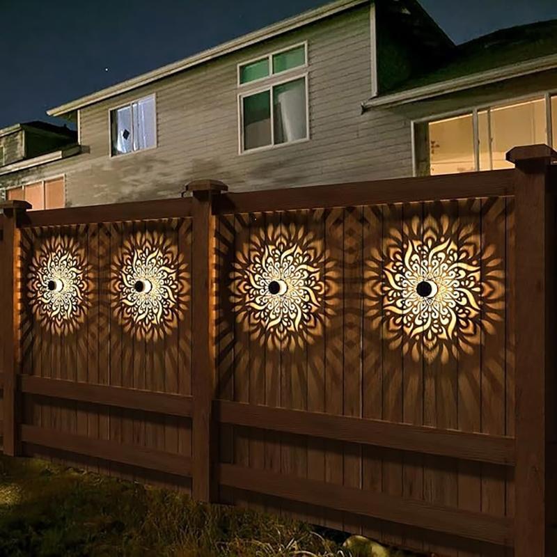 Solar Mandala Wall Lamp Outdoor Led Waterproof Fence Lamp For Garden Lawn Estate Porch Corridor Courtyard Decoration Wall Light