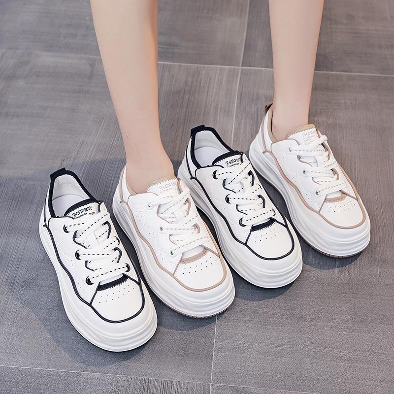 Retro Thick-soled White Shoes Women's  Spring New Color Matching Casual Students Korean Version of All-match Sports Shoes