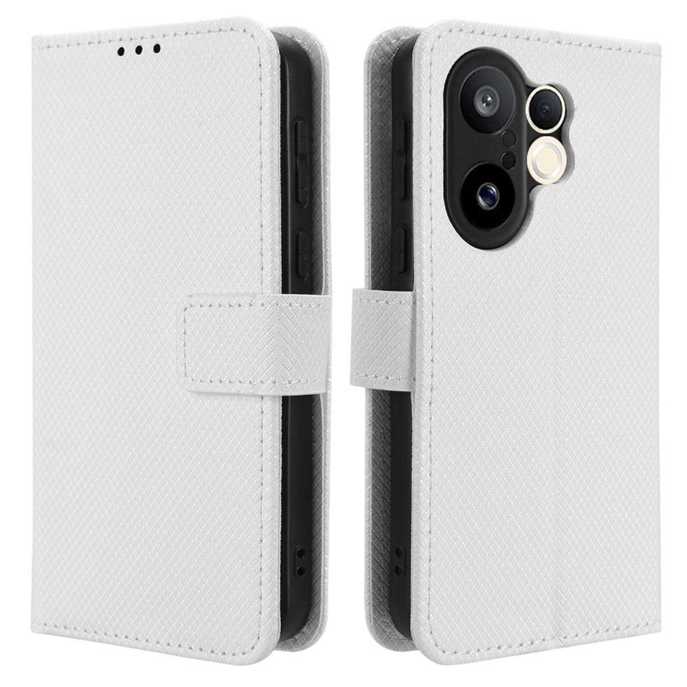 For Vivo X200 FE 5G/S30 Pro Mini 5G Leather Wallet Case with Strap Diamond Texture Phone Cover