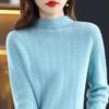 Women's Retro Wool Knit Hollow Out Sweater - Autumn/Winter Long Sleeve Half High Neck Pullover.