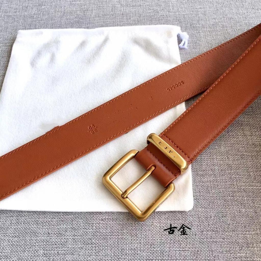 New 3.5cm high-quality first-layer cowhide MIU belt decorative buckle with jacket pants leather belt