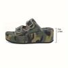 Women's Denim Camouflage Wedge Sandals, Buckle Design Open Toe Summer Shoes, Casual Outdoor Vacation Beach Slide Sandals