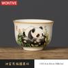 1 ks Chinese Tradition Ru Kiln Keramický čajový šálek Ručně malovaný Roztomilé pandy Čajová miska Ručně vyrobený šálek Vynikající čajová sada pro domácnost