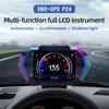OBD Smart Digital Gauge Speedometer P24 HUD Car Head Up Display OBD+GPS System Inclinometer Fuel Consumption Overspeed Alarm