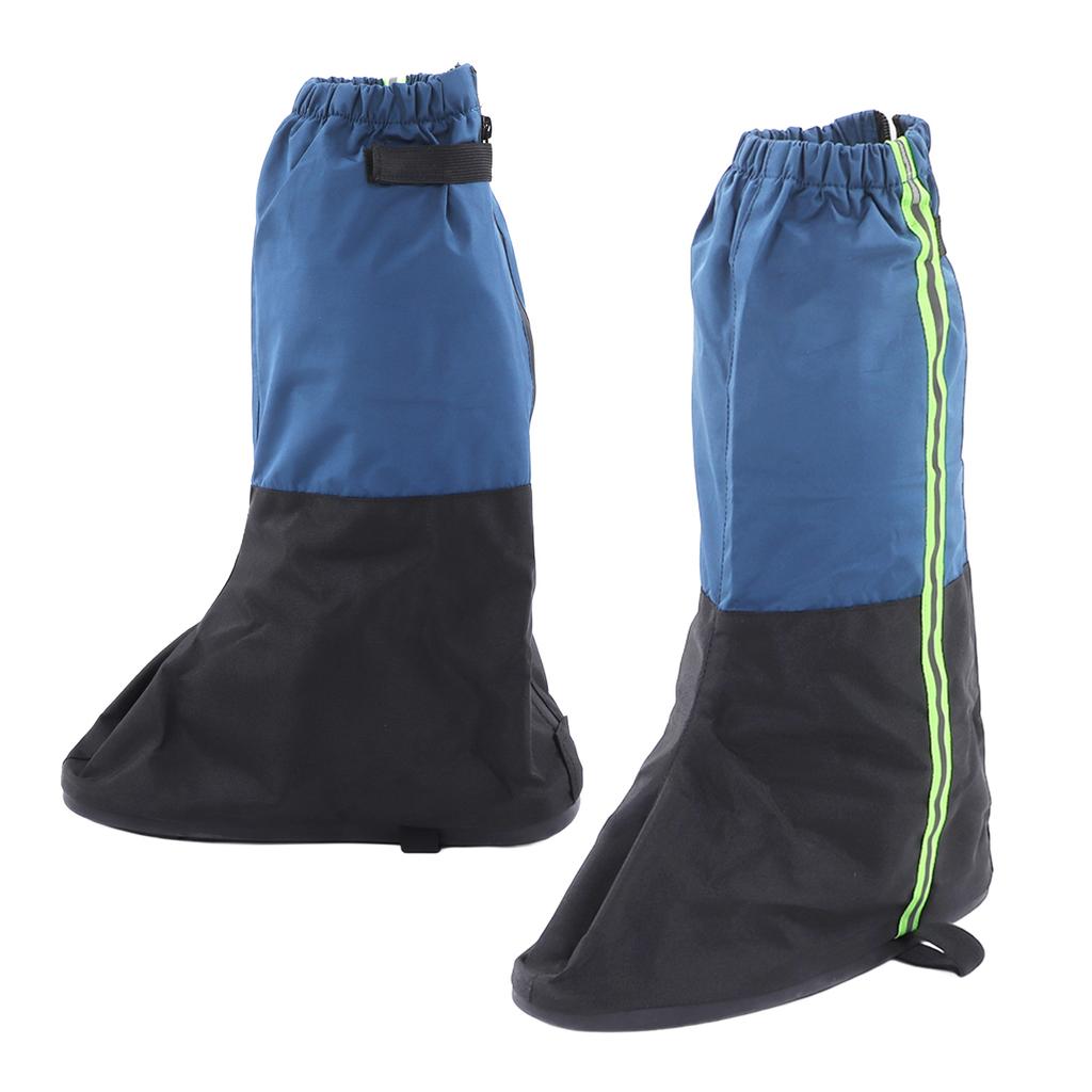 A Pair Shoes Cover Boots Gaiters Blue Waterproof Antiskid Boots Gaiter with Reflective Strip for Hiking Size L