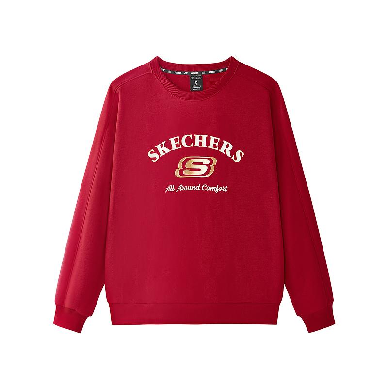 Skechers New Year Series Casual Comfortable Windproof Warm Hoodie Unisex hoodies Pale-Red L125U077-03LC M