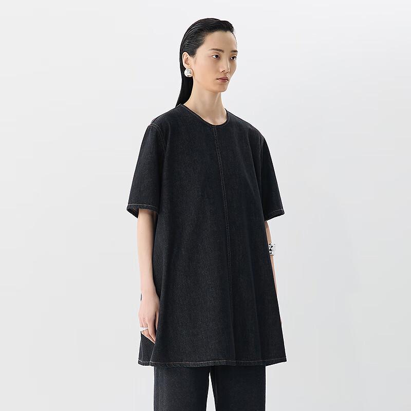 JNBY 2025 Summer Washed A-line Short Sleeve Dress