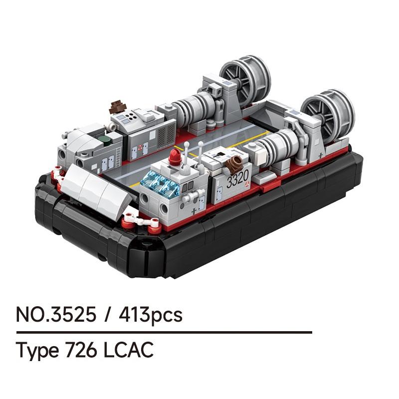 Non-Toxic 413Pcs Type 726 Lcac Craft Building Blocks Military Model Children Toys Warship Carrier Cruiser Ornaments Small Particle Assemble Toy
