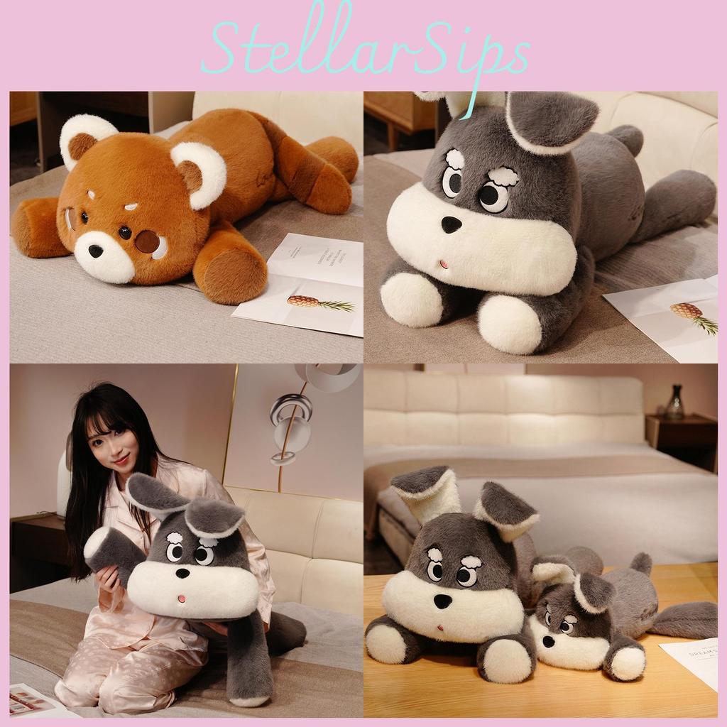 And Raccoon Schnauzer Animal Plush Doll With Embroidery Design For Gift Kids