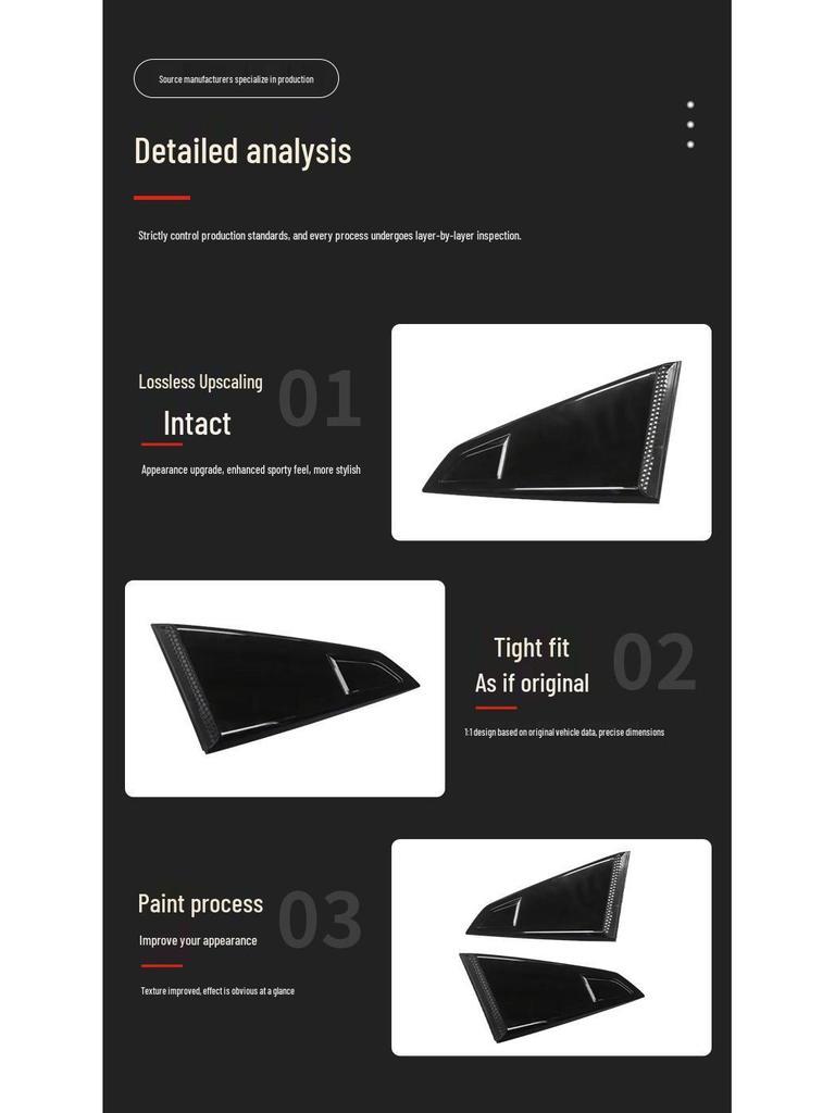 2024 Ford Mustang Lopatková lišta pro modifikované trojúhelníkové spoilery a boční větrací otvory