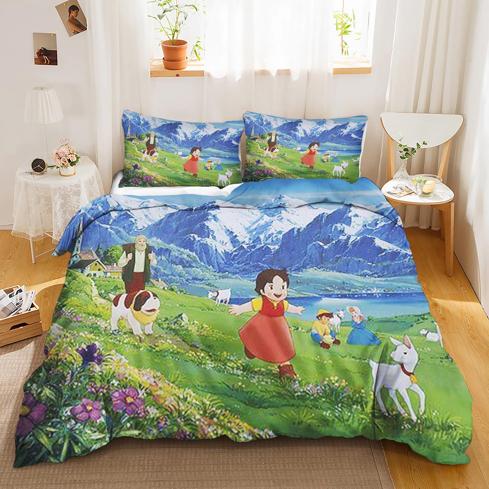 

Heidi bedding set Anime, Home Bedroom Comforte Nordic polyester material, suitable for children and adults, 3-piece set 135x200cm