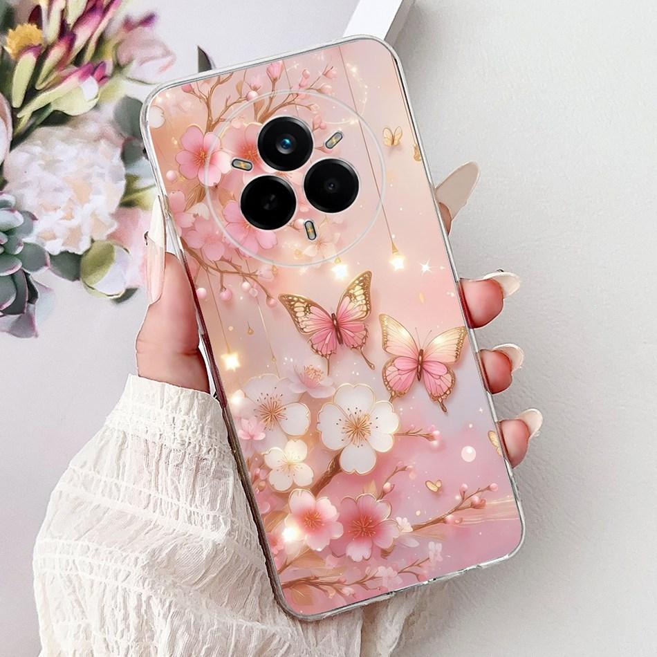 For Realme 14 Pro 14Pro+ Elegant Floral Cat Printed Phone Case For Realme 14 Pro Plus 14Pro 5G Soft Silicone TPU Cases