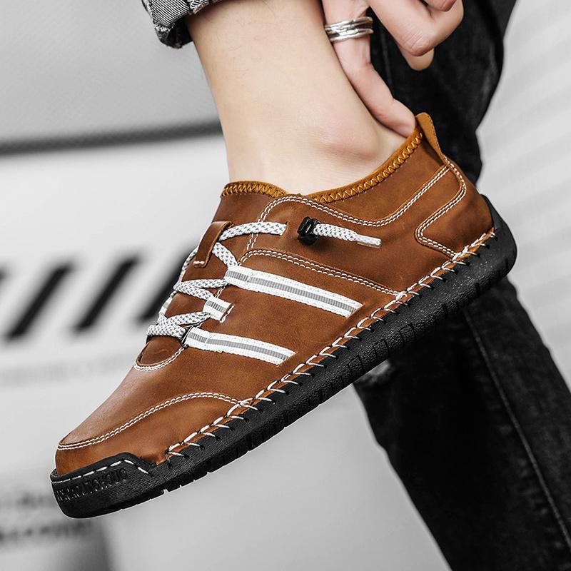 Fashion High Quality Men Shoes Handmade Leather Footwear Male Casual Business Flats Outdoor Soft Soled Travel Sneakers Brand Moccasins