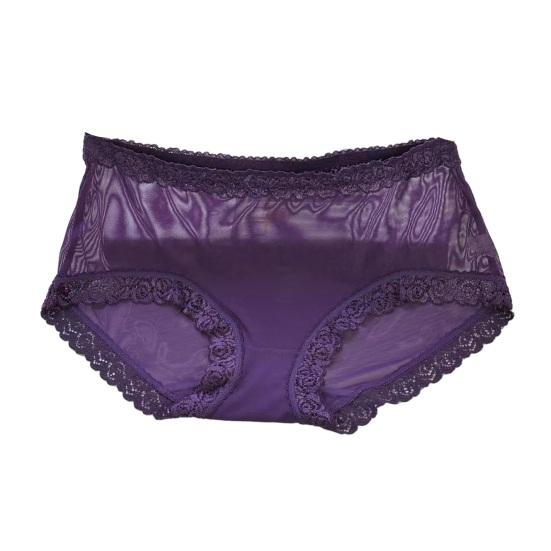 

Women s Sexy Underwear Mid Rise Sheer Mesh See Through Panties Ladies Seamless Floral Lace Trim Briefs фіолетовий
