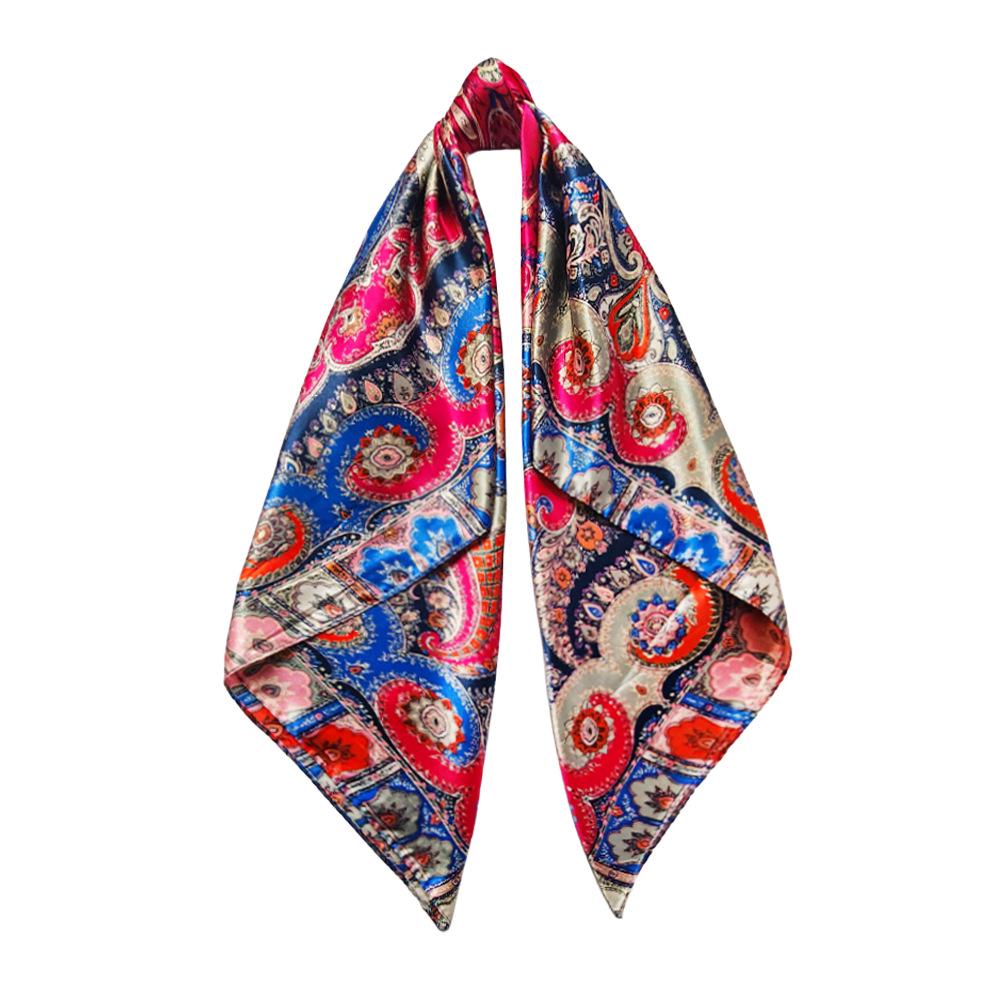 90cm Trendy Paisley Silk-Style Headscarf for Women - European American Design