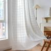 Semi-Transparent Curtains Living Room Japanese White Square Grid Bedroom Kitchen Living Room Soundproof Bay Window Curtain