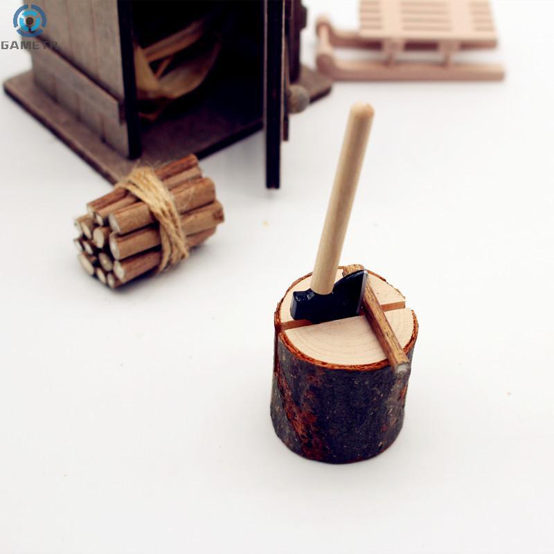 1/3Set Vintage 1:12 Dollhouse Miniature Chicken Nest Axe Toilet Decor In Rural Style