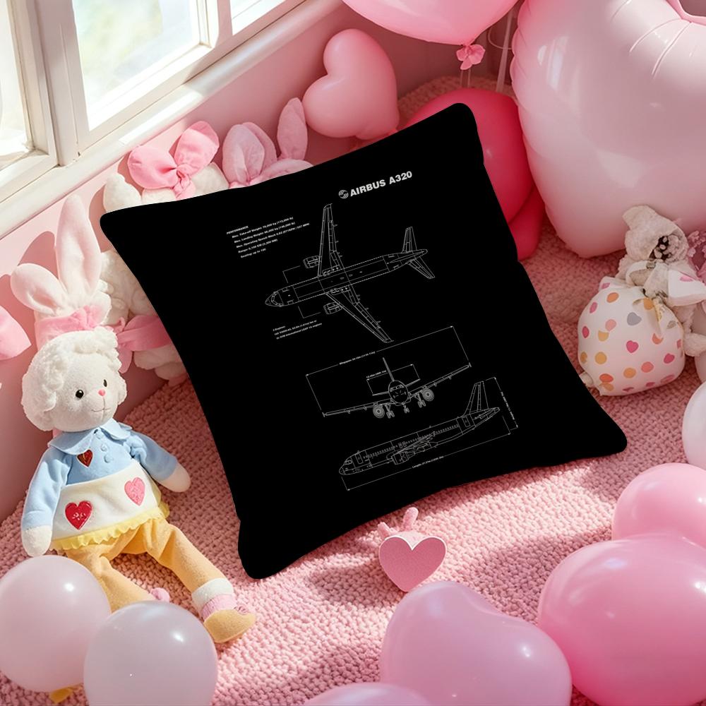 Aircraft hand drawing Air Cushion Cover Pattern Printed Pillowcase for Living Room Sofa Cushion Cover & Bedroom Decor