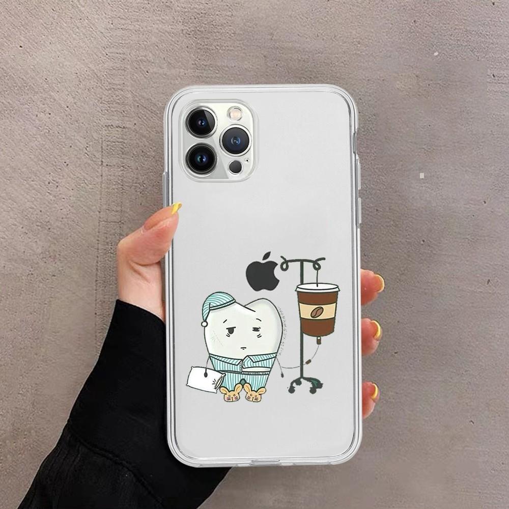 Teeth cute cartoon Phone Case For iPhone 15 13 14 Pro Max XS XR 12 11 Pro 13 Mini 6 7 8 Plus Soft Clear Back Cover